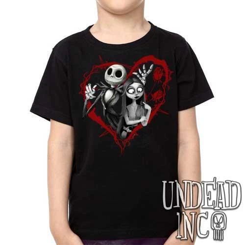 Nightmare Before Christmas Jack And Sally Black Grey - Kids Unisex Girls And Boys T Shirt Clothing 3 Nightmare Before Christmas Jack And Sally Black Grey - Kids Unisex Girls And Boys T Shirt Clothing