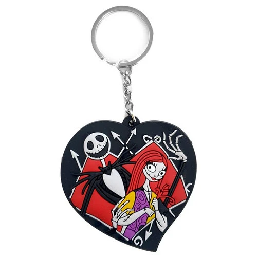 Nightmare Before Christmas Jack & Sally Heart Key Ring Chain -Cheap Men's T-Shirt Store 6r86r86 96781.1662761812