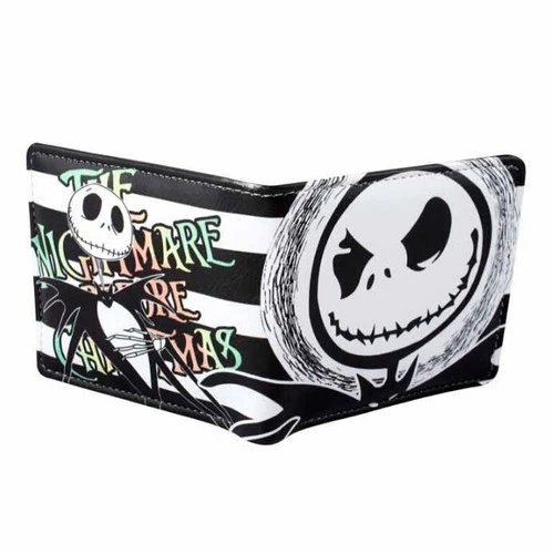 Nightmare Before Christmas Jack Skellington Black & White Stripe PU Leather Bifold Wallet -Cheap Men's T-Shirt Store