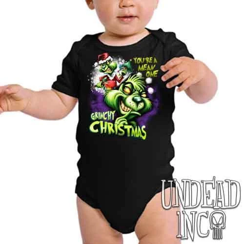 "You're A Mean One" Grinch Christmas - Infant Onesie Romper 2 "You're A Mean One" Grinch Christmas - Infant Onesie Romper