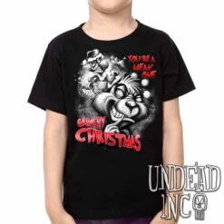 "You're A Mean One" Grinch Christmas - Kids Unisex T Shirt Black Grey