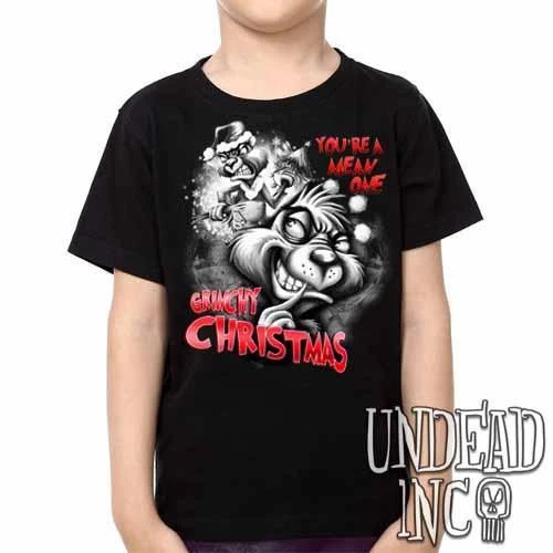 "You're A Mean One" Grinch Christmas - Kids Unisex T Shirt Black Grey 3 "You're A Mean One" Grinch Christmas - Kids Unisex T Shirt Black Grey