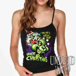 "You're A Mean One" Grinch Christmas - Petite Slim Fit Tank