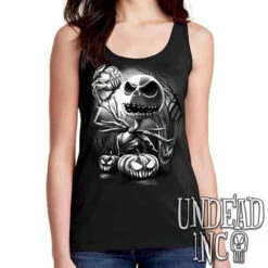 Nightmare Before Christmas Pumpkin King Jack - Ladies Singlet Tank Black Grey