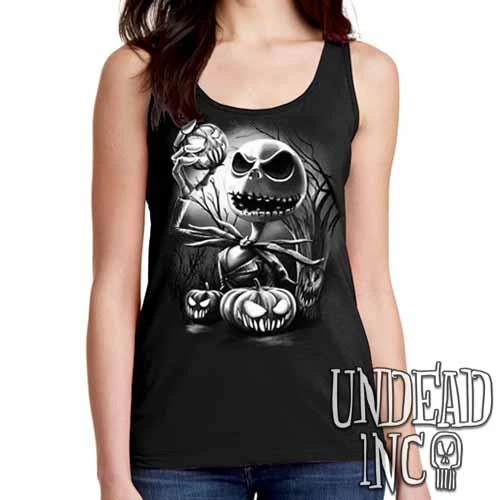 Nightmare Before Christmas Pumpkin King Jack - Ladies Singlet Tank Black Grey 3 Nightmare Before Christmas Pumpkin King Jack - Ladies Singlet Tank Black Grey