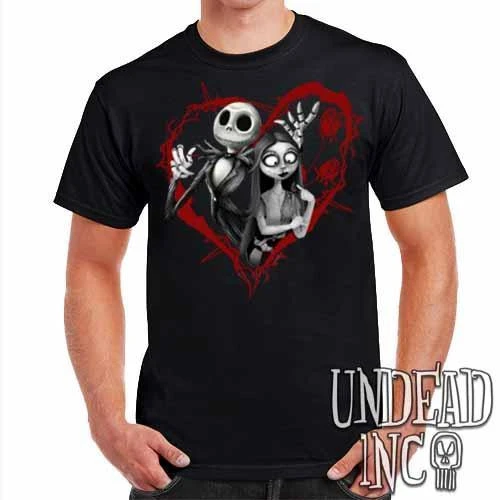 Nightmare Before Christmas Jack And Sally - Mens T Shirt BLACK GREY 3 Nightmare Before Christmas Jack And Sally - Mens T Shirt BLACK GREY