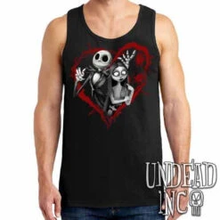 Nightmare Before Christmas Jack And Sally Black & Grey Mens Tank Singlet