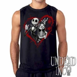 Nightmare Before Christmas Jack And Sally Black & Grey Mens Sleeveless Shirt