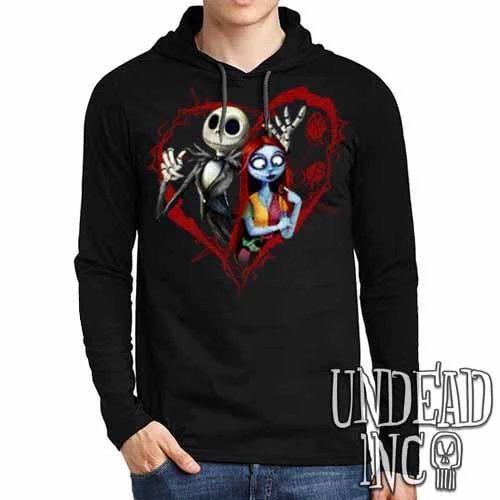 Nightmare Before Christmas Jack And Sally - Mens Long Sleeve Hooded Shirt 3 Nightmare Before Christmas Jack And Sally - Mens Long Sleeve Hooded Shirt