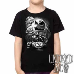 Nightmare Before Christmas Pumpkin King Jack Black Grey - Kids Unisex Girls And Boys T Shirt Clothing