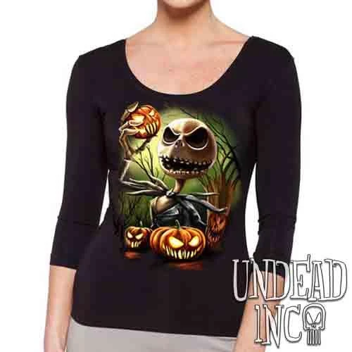 Nightmare Before Christmas Pumpkin King Jack - Ladies 3/4 Long Sleeve Tee 3 Nightmare Before Christmas Pumpkin King Jack - Ladies 3/4 Long Sleeve Tee