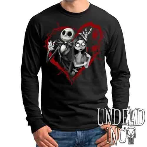 Nightmare Before Christmas Jack And Sally Black & Grey - Mens Long Sleeve Tee 3 Nightmare Before Christmas Jack And Sally Black & Grey - Mens Long Sleeve Tee