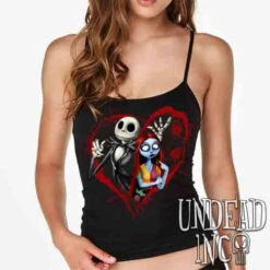 Nightmare Before Christmas Jack And Sally - Petite Slim Fit Tank