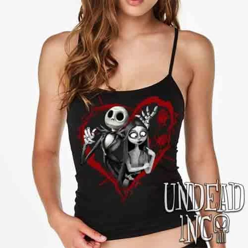 Nightmare Before Christmas Jack And Sally Black & Grey - Petite Slim Fit Tank 3 Nightmare Before Christmas Jack And Sally Black & Grey - Petite Slim Fit Tank