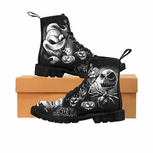 Nightmare Before Christmas Pumpkin King Black & Grey Variant LADIES Martin Boots 3 Nightmare Before Christmas Pumpkin King Black & Grey Variant LADIES Martin Boots