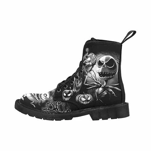Nightmare Before Christmas Pumpkin King Black & Grey Variant LADIES Martin Boots 4 Nightmare Before Christmas Pumpkin King Black & Grey Variant LADIES Martin Boots - Image 2