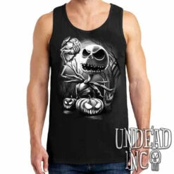 Nightmare Before Christmas Pumpkin King Jack Black & Grey Mens Tank Singlet