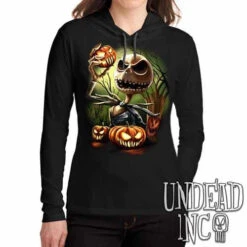 Nightmare Before Christmas Pumpkin King Jack - Ladies Long Sleeve Hooded Shirt