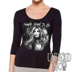 Simply Meant To Be Sally - Nightmare Before Christmas Black & Grey - Ladies 3/4 Long Sleeve Tee