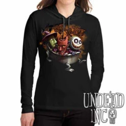 Nightmare Before Christmas Trick Or Treat - Ladies Long Sleeve Hooded Shirt